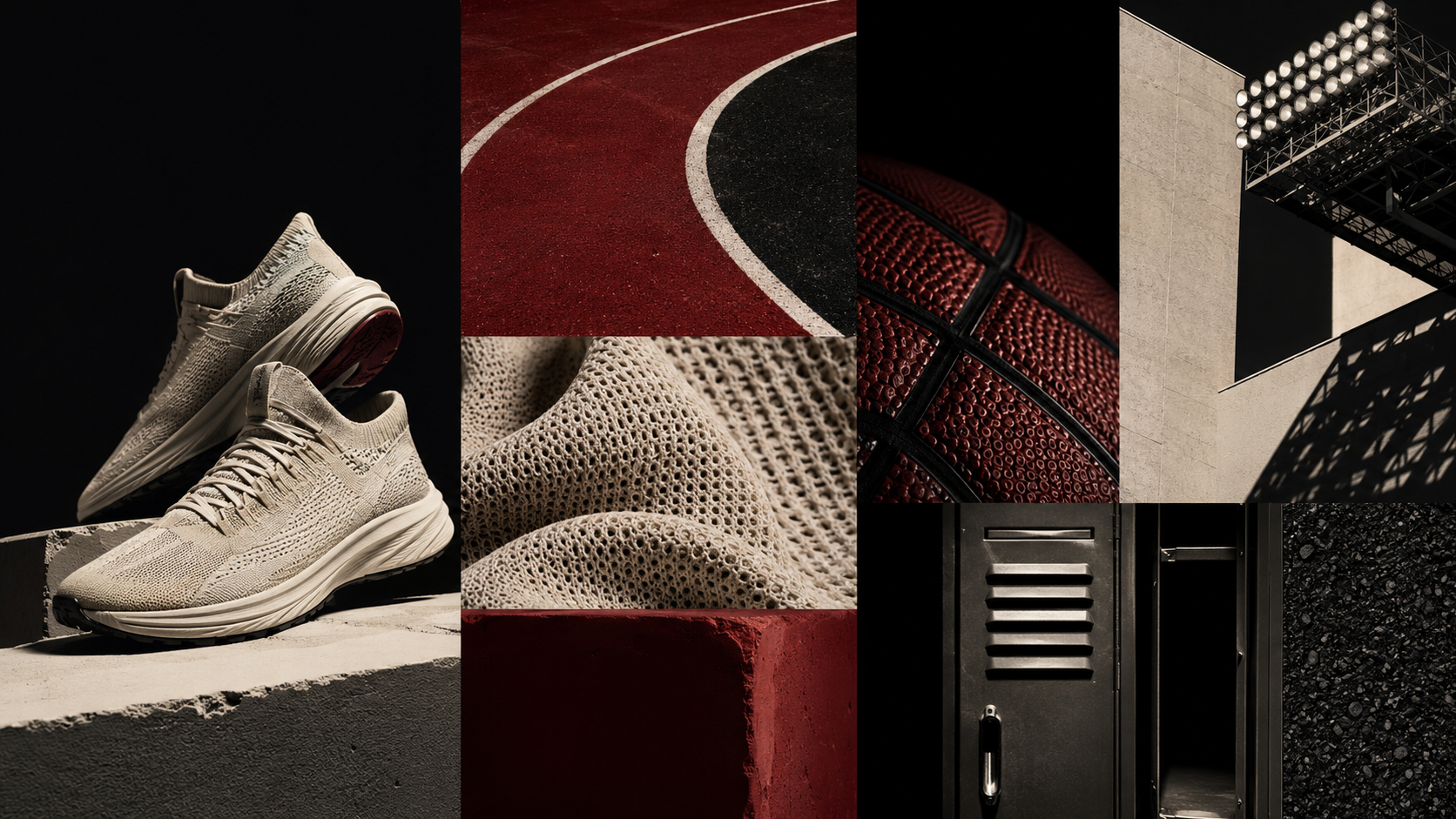 An editorial still life of unbranded sportswear materials and cultural objects